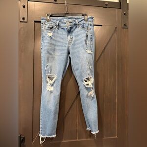 Old Navy Light Blue Distressed Skinny Jeans (10 Short)